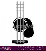 Black And White Acoustic Guitar Silhouette Image SVG