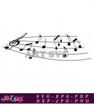 Abstract Music Notes In Black And White Art SVG