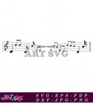 Abstract Black Music Notes On White Background SVG