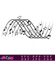 Abstract Music Notes Line Art Design SVG