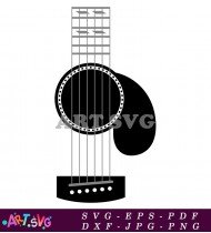 Acoustic Guitar Silhouette With Strings and Bridge SVG