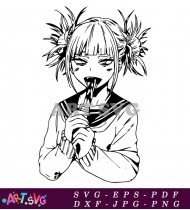 Himiko Toga Anime Character Black And White SVG 1