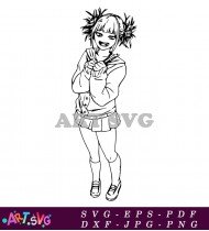 Mina Ashido Anime Character Black And White SVG