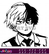 Anime Boy With White Hair Wearing Uniform SVG