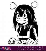 Anime Girl Character Black and White Illustration SVG