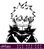 Anime Male Character in Black and White Art SVG 1