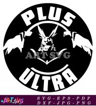 Black and White Anime Character Plus Ultra Logo SVG