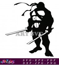 Cartoon Silhouette Ninja Turtle Character Printable SVG