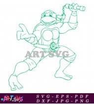 Cartoon Ninja Turtle Character Coloring Page Design SVG