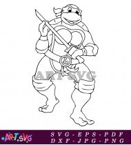 Ninja Turtle Character Coloring Page Design Template SVG