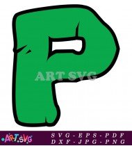 Teenage Mutant Ninja Turtle Green Letter P SVG