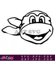 Ninja Turtle Head Character Cartoon Drawing Vector SVG