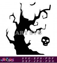 Scary Halloween Tree Silhouette SVG 1