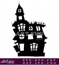 Haunted House Silhouette SVG 1