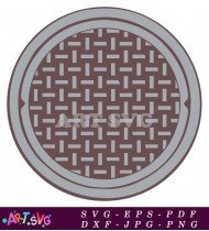 Gray Manhole Cover City Street SVG