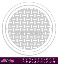 Gray Manhole Cover Street Design SVG