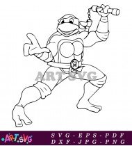 Teenage Mutant Ninja Turtles Cartoon Character Black And White SVG