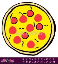 Pizza With Pepperoni On Yellow Background SVG