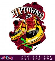 Cartoon Sneakers On A Background With Brown SVG