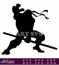 Silhouette Ninja With Weapon Attack Design SVG