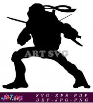 Silhouette Teenage Mutant Ninja Turtles Fighting Action SVG