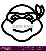 Cute Ninja Turtle Face Clipart Black And White SVG