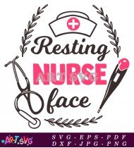 Resting Nurse Face Stethoscope Medical SVG