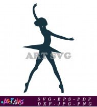 Elegant Ballerina Dancing Silhouette In Simple Style SVG