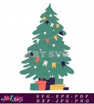 Green Christmas Tree With Decorations Graphic SVG 1