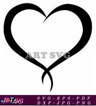 Simple Black Heart Outline Vector Graphic Design SVG