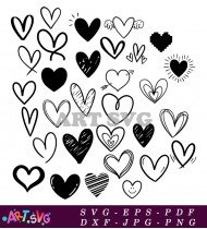 Hand Drawn Heart Design Clip Art Vector SVG