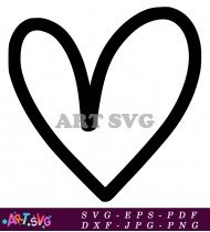 Simple Black Heart Outline Vector Clip Art SVG