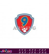 Paw Patrol Badge Number Nine Cartoon SVG