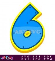 Blue Number Six with Yellow Outline for Paw Patrol SVG