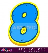 Blue Number Eight with Yellow Outline for Paw Patrol SVG