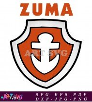 Paw Patrol Zuma Logo Anchor Rescue Orange SVG