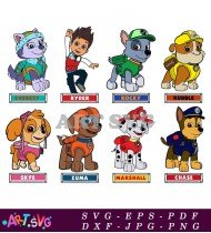 Paw Patrol Team Cartoon Characters All Dog SVG