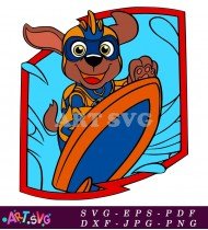 Paw Patrol Chase Surfing Cartoon Character SVG