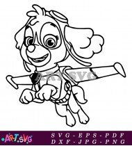 Skye puppy paw patrol cartoon character black white drawing SVG 1