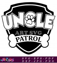 Paw patrol uncle paw patrol badge cartoon black white SVG 1