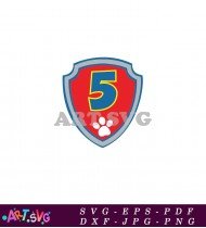 Paw Patrol Number Five Badge Cartoon Character SVG 1