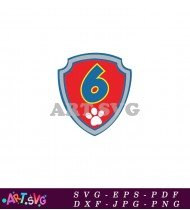 Paw Patrol Number Six Badge Cartoon Character SVG 1