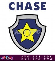 Paw Patrol Chase Cartoon Badge SVG