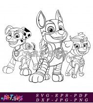 Paw Patrol Characters Black And White Print SVG