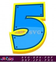 Paw Patrol Number Five Blue Yellow Design SVG