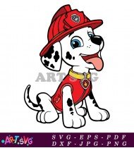 Dalmatian Puppy Firefighter Cartoon Character Illustration SVG 1