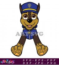 Paw Patrol Chase Cartoon Character Coloring Page SVG