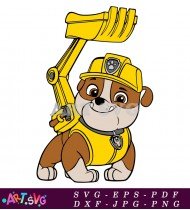 Cartoon Puppy with Excavator Cartoon Image SVG