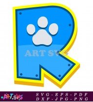 Paw Patrol Dog Paw Print Letter R SVG 1