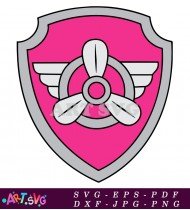 Paw Patrol Skye Cartoon Badge With Airplane SVG